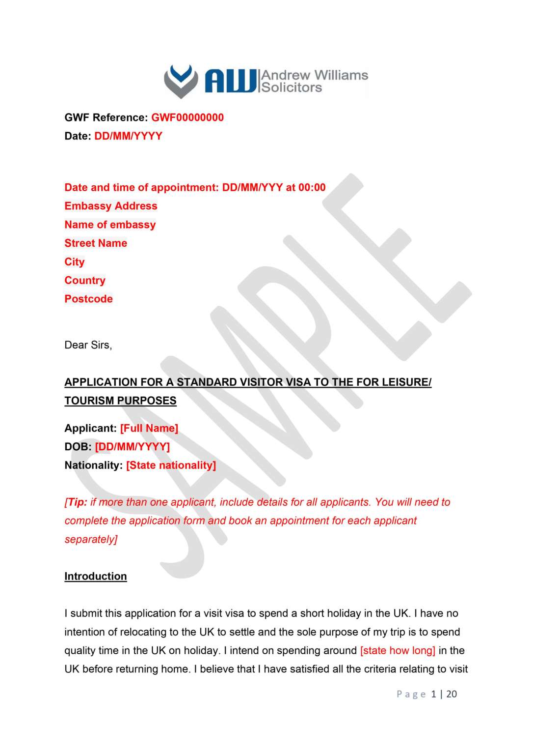 how to write cover letter for uk visit visa